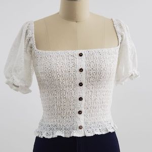 White Eyelet off the Shoulder Top